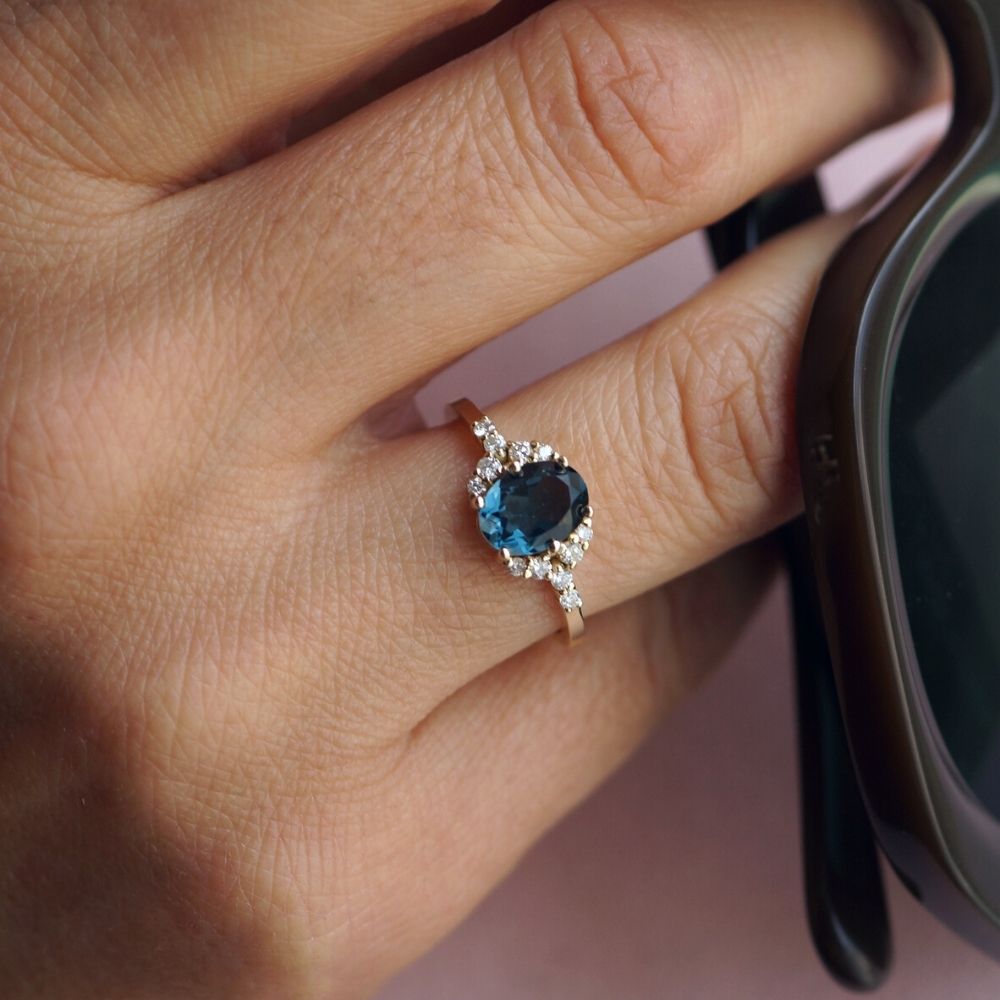 MAVİ TURMALİN-PIRLANTALI YÜZÜK